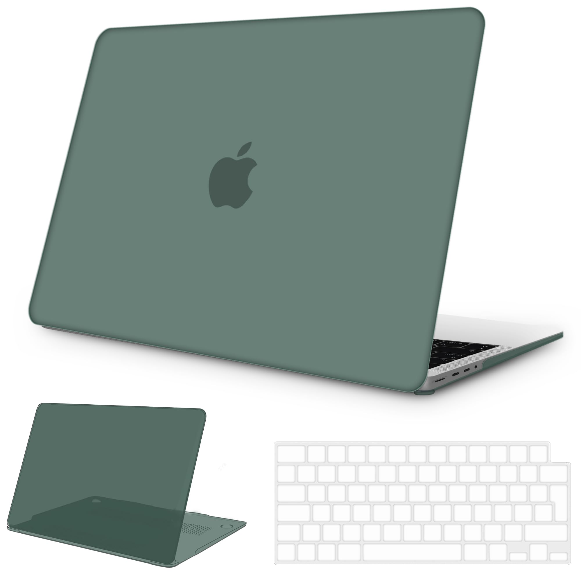 NPUOLS Custodia per 2024-2021 MacBook Pro 16 Pollici Cover M4 M3 M2 M1 Pro Max A3403 A3186 A2991 A2780 A2485, 16,2" Opaco Rigide Protection Cover e Ultra Sottile TPU UE Tastiera Cover, Verde Scuro