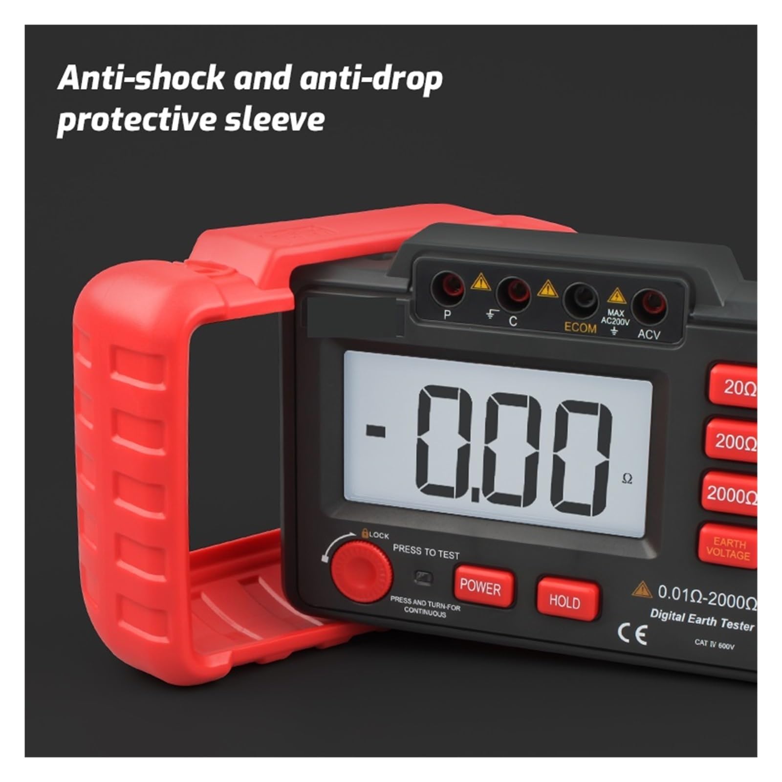 Megaohmmetro, Tester Di Isolamento, Misuratore Digitale Resistenza Terra Ohm Megaohmmetro Tensione Con Retroilluminazione LCD Reale per il test delle apparecchiature elettriche