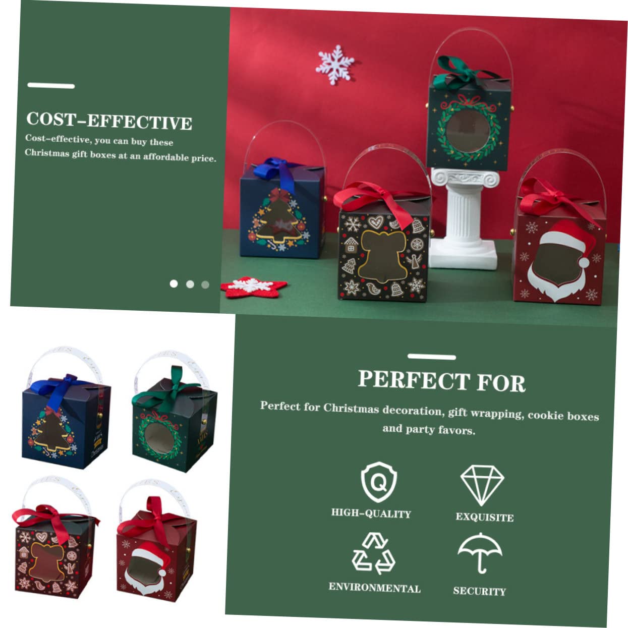 20pezzi Scatole Regalo di Natale Colorate Scatole per Dolcetti Natalizi in Carta Creative Manico per Caramelle Frutta e Regali Colore Casuale