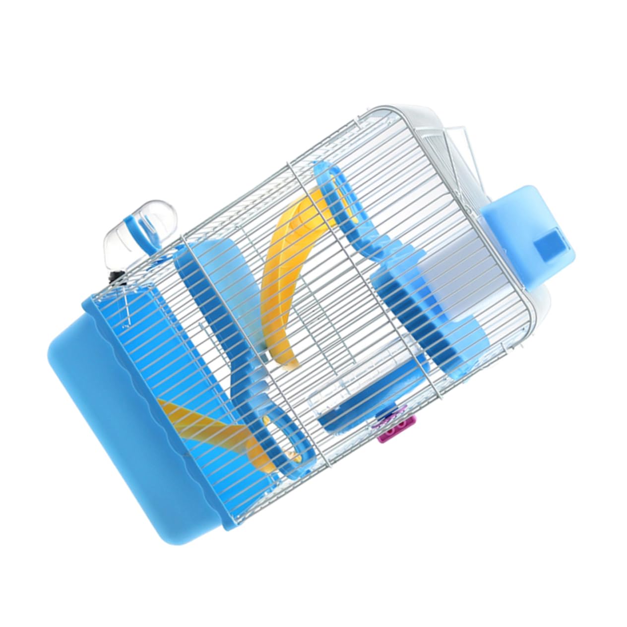 Gabbia per Criceti a Tre Livelli, Casa per Piccoli Animali Blu | Pp e Ferro, Design a Scivolo Multistrato, Accessori Inclusi Ruota e Beverino Anti-perdita