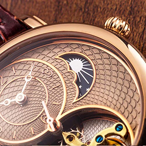 Image of TIME100 Tai Chi Dial Flywheel Moon Phase Hollow Automatic Watch for Men and Women