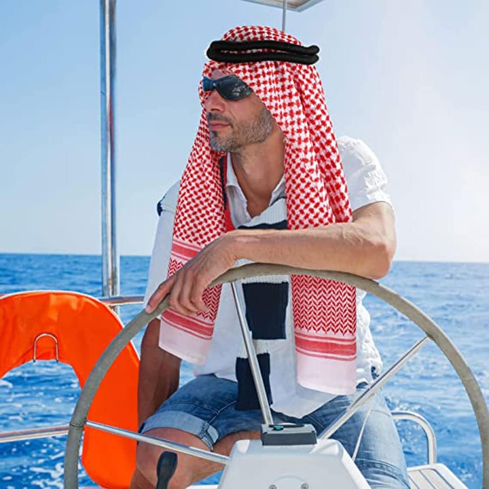 XGOPTS Men Arab Head Scarf Muslim Head Wrap Keffiyeh Middle Eastern Traditional Turban Headwear Shawl Arafat Scarf Shemagh - Image 5