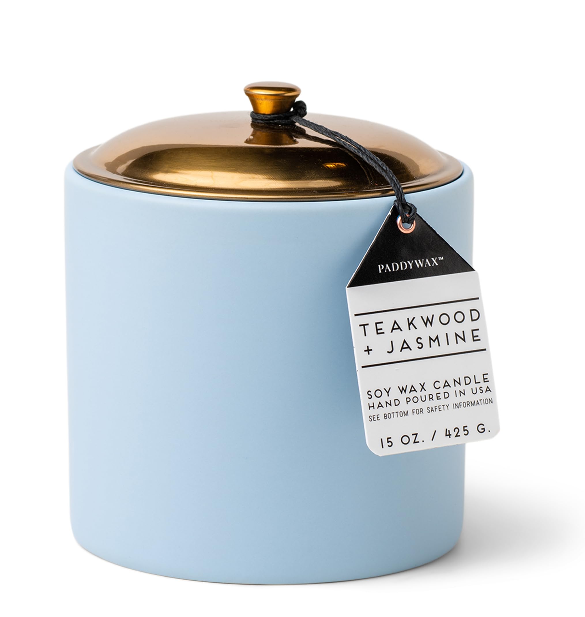 Paddywax Teakwood + Jasmine Scented Candles Minimalist Hygge Range Luxury Candle, 3-Wick - 425G,