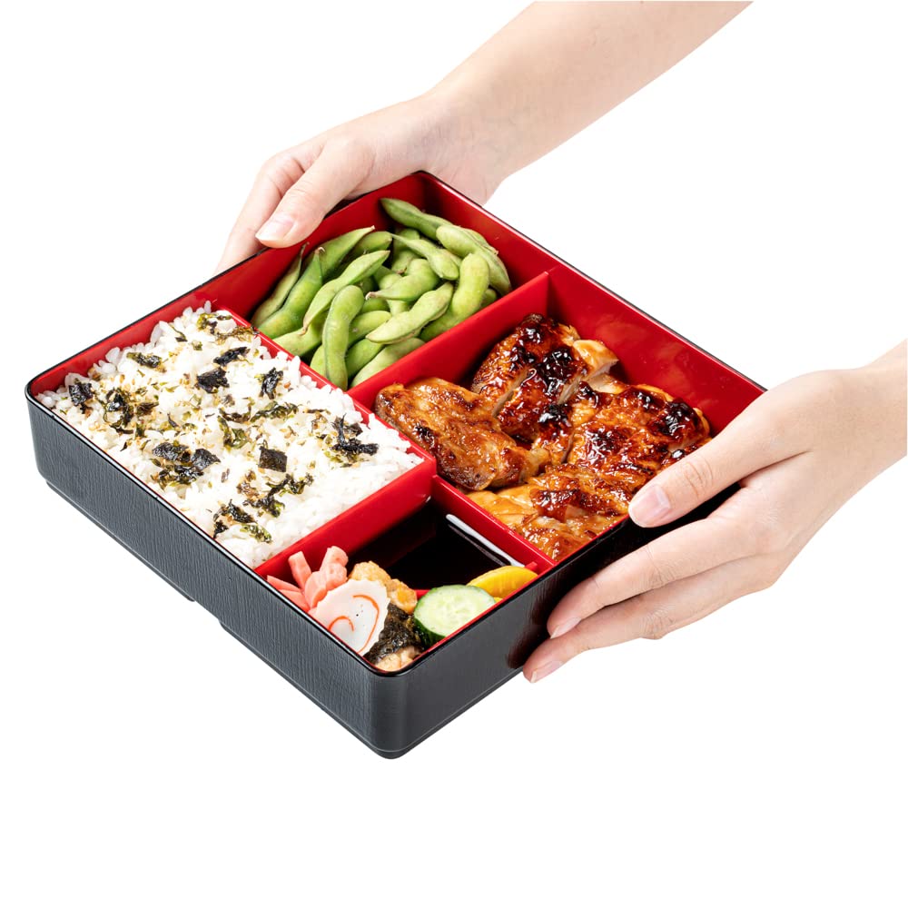 Restaurantware Bento Tek - Contenedor de almuerzo con compartimento de 8.3 x 2.2 pulgadas, 1 contenedor de almuerzo para adultos estilo japonés, con 5 compartimentos a prueba de grasa, caja de