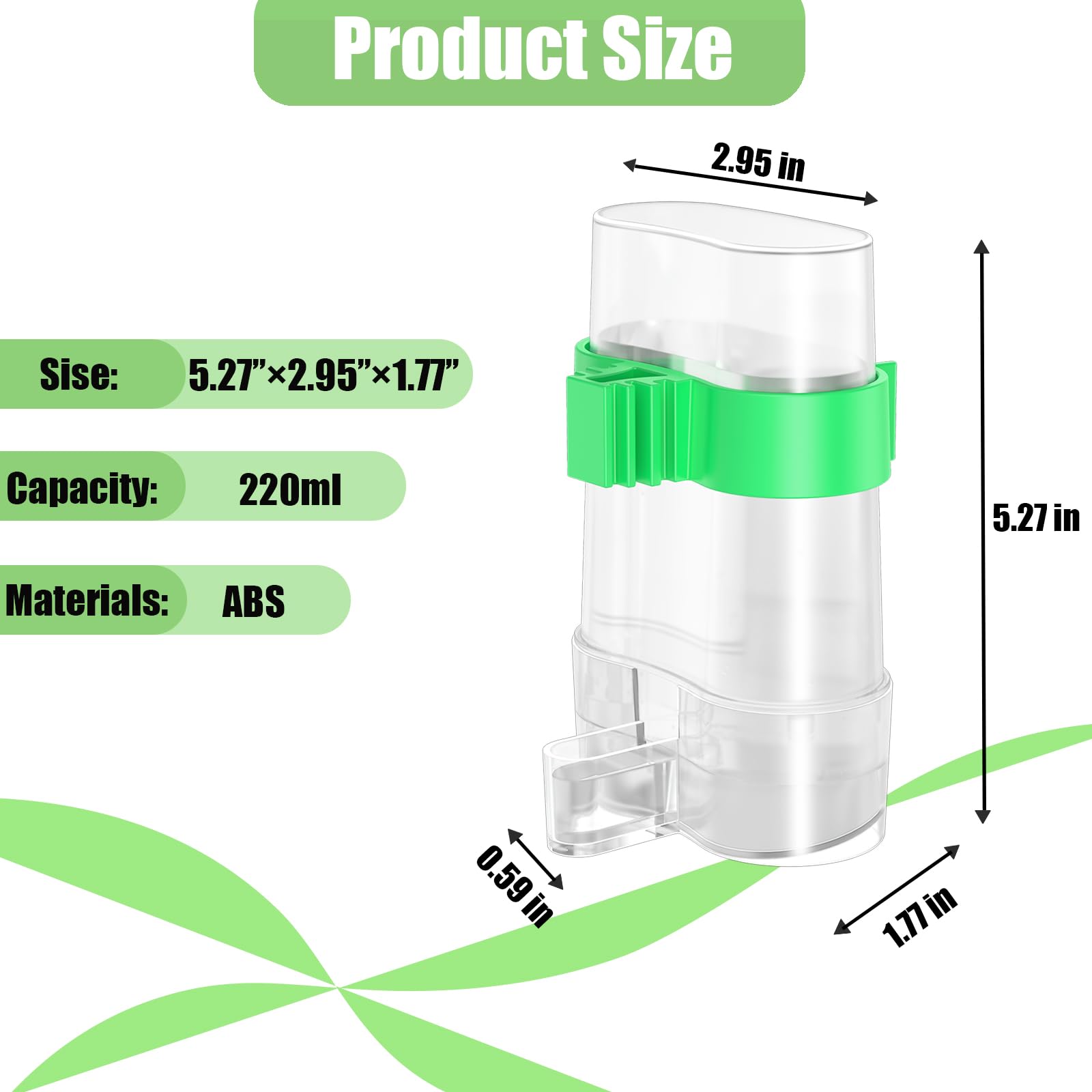 CLPOAWC Bird Water Dispenser, Bird Cage Feeder, Parakeet Cage Accessories, 2 Pcs Automatic Bird Water Feeder for Budgies Cockatiel Lovebird Canary Finch, clear