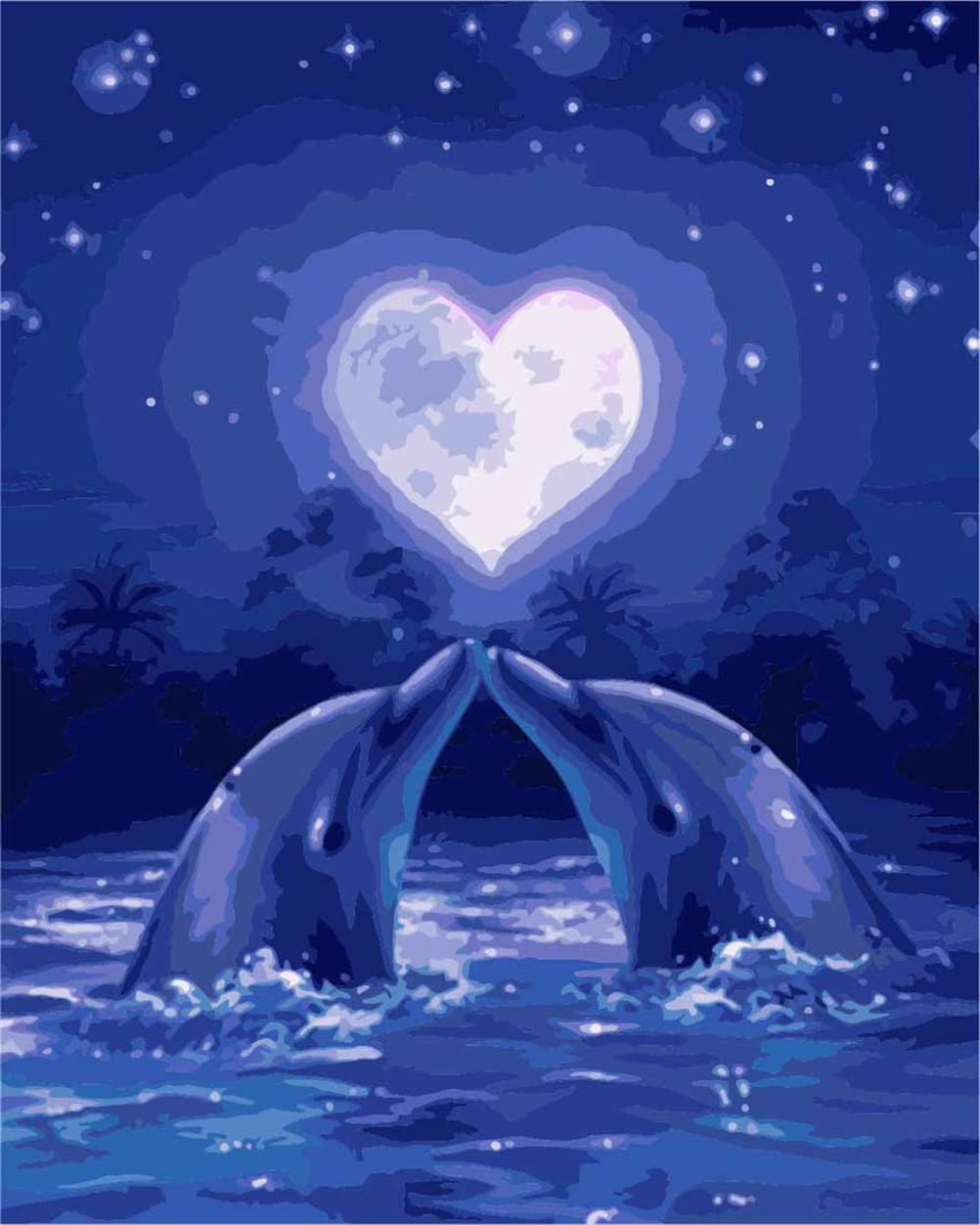 Amazon.co.jp: Meecaa Paint by Numbers イルカ ラブアニマルキット