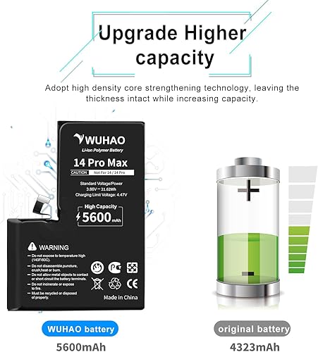 Miniatura 2 de Batería de repuesto para iPhone 14 Pro Max, capacidad mejorada de 4800 mAh para iPhone 14 Pro Max A2894 A2651 A2893 A2895 batería con protector de