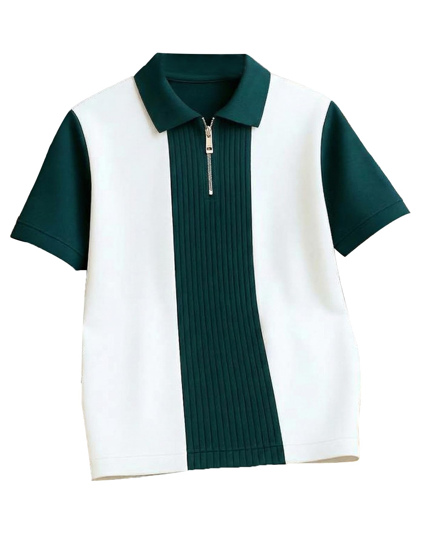 Mens Half Sleeves Polo Neck T-Shirt, Casual Summer Wear T-Shirt for Men, Formal Half Zipper T-Shirts for Boys, Stylish Everyday Tshirs for Boy-image-49