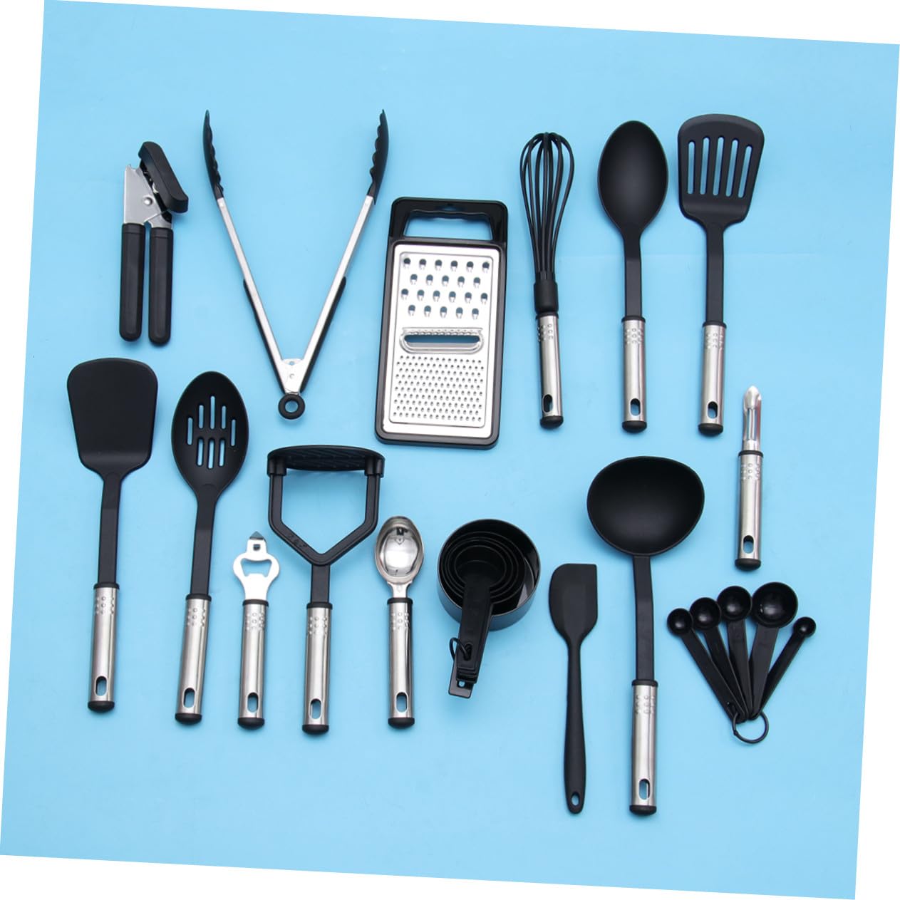 Cabilock Juego de Utensilios de Cocina Seguro Sartenes Antiadherentes Antiadherentes 24 Piezas de Acero Inoxidable Cocina Diaria