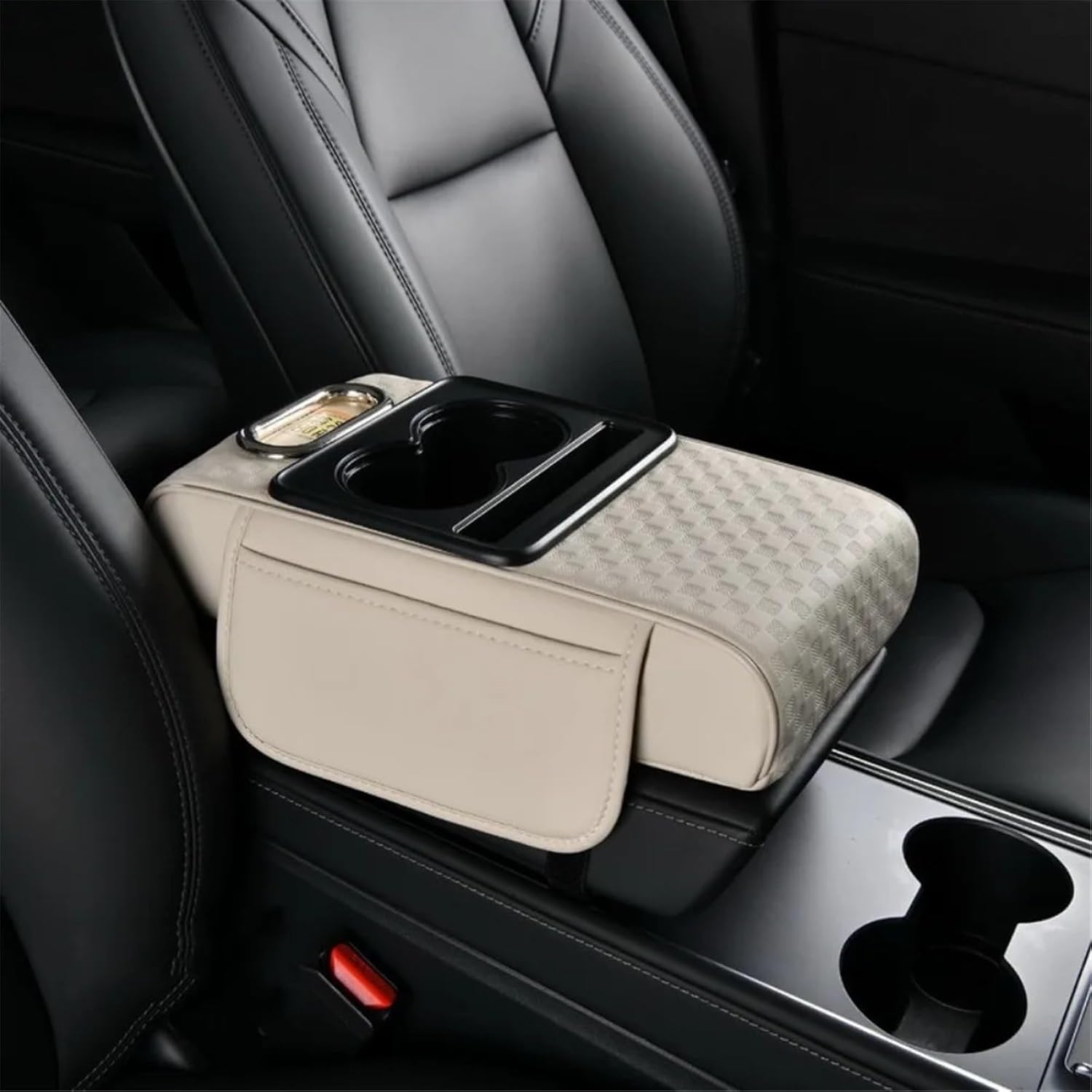 Coussin Accoudoir Voiture pour BMW 5 Series G30+G31, Antidérapant Console Centrale Tapis Cuir PU Accoudoir Central Couvercle Interieur Accessoire,Beige