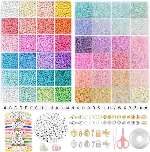 HOLDLEAF 18000 pcs Perlen für Armbänder Kinder,mit 280 Perlen Buchstaben,Basteln Mädchen Selber Machen Basteln Perlen Set,Geburtstagsgeschenke Spielzeug für Kinder Mädchen Alter 6-12