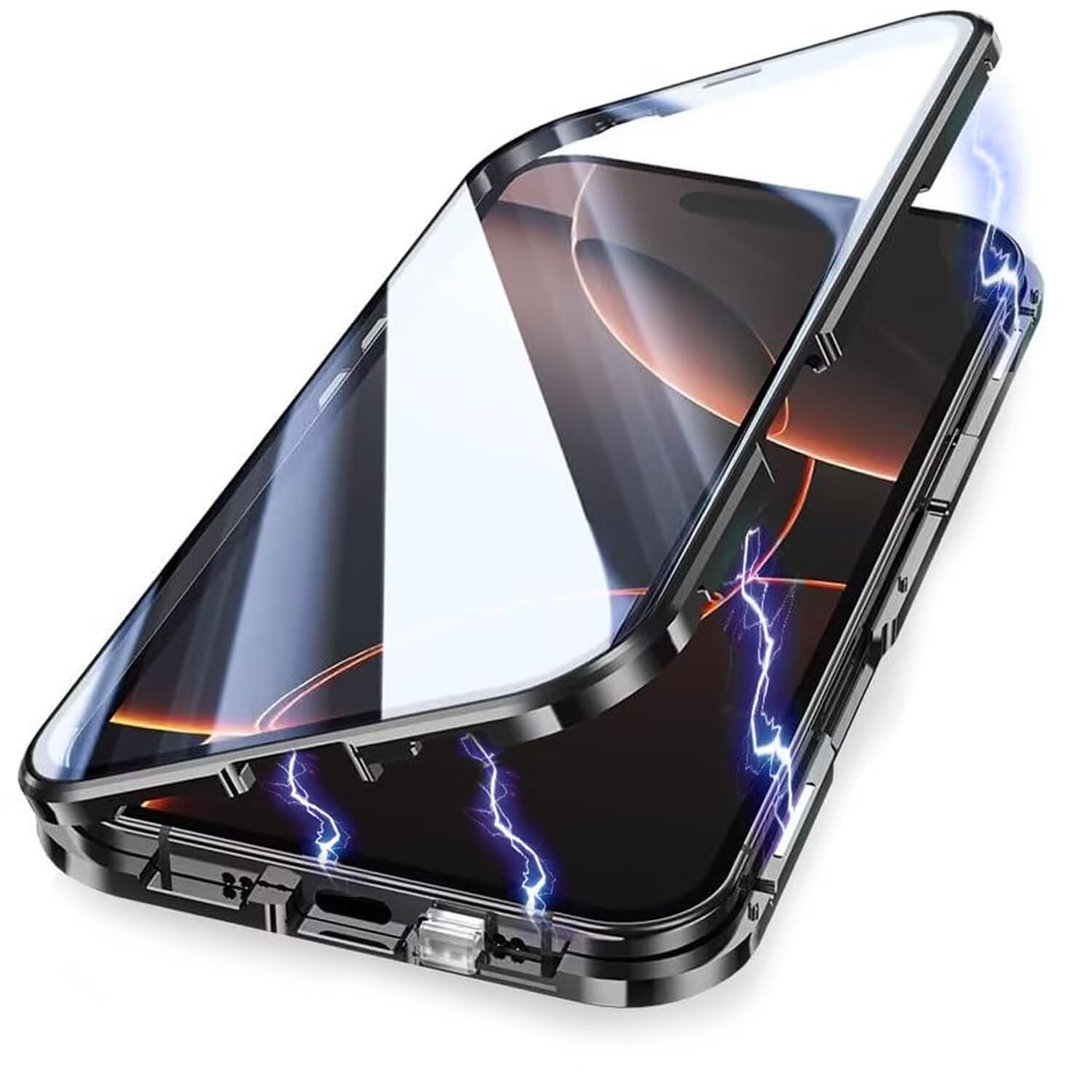 Yoursea Case for Samsung Galaxy S20 Plus,Magnetic Adsorption Metal Bumper 360 Degree Full Body Protection Front and Back Tempering Glass Cover with Safty Lock for Samsung Galaxy S20 Plus Black