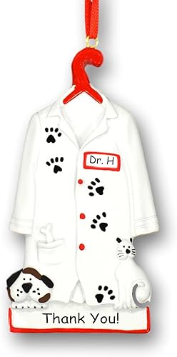 Miniatura 2 de Adorno de Navidad veterinario, regalo de agradecimiento de veterinario veterinario, chaqueta de huellas de patas de perro y gato, decoración