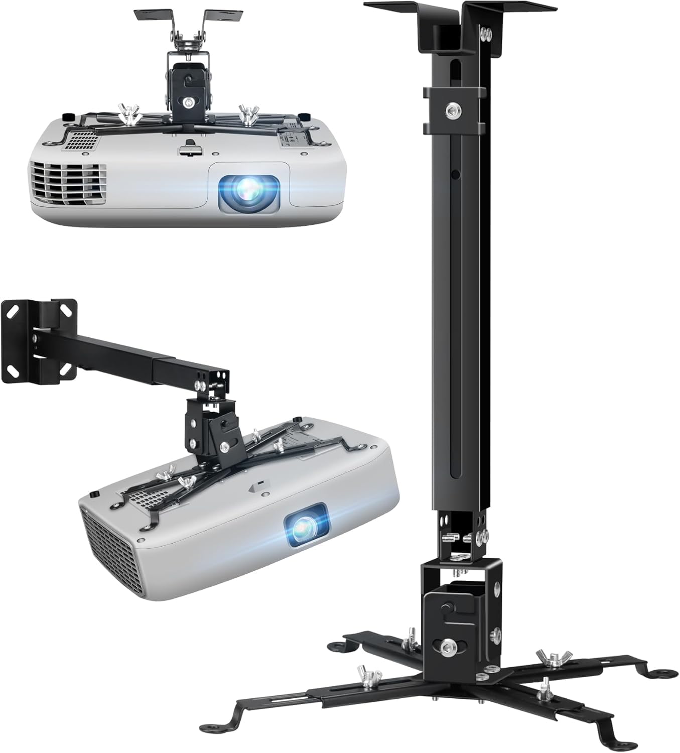 2-Be-Best Upgraded Projector Ceiling Mount Adjustable Projector Wall Mount Max Load Capacity 42 LBS / 19KG Ceiling Projector Mount Universal Black