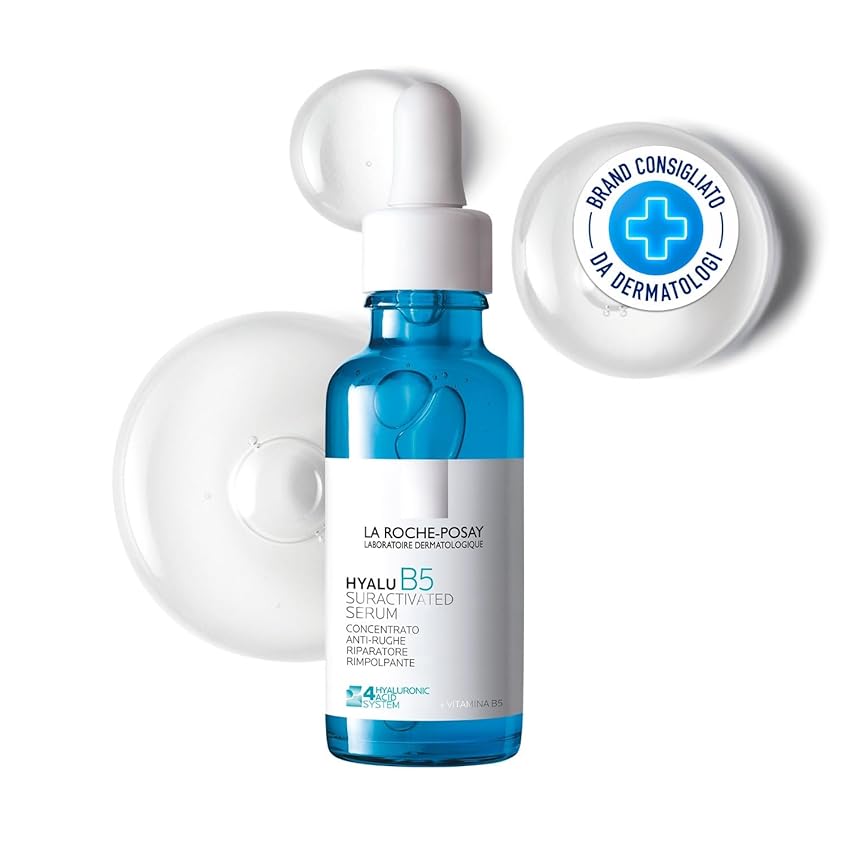 La Roche Posay Hyalu B5 Siero Concentrato Anti-Rughe, Adatto a tutti i Tipi di Pelle e Fototipi, Effetto Rivitalizzante, Pelle Rimpolpata in 1H, Con 4 Tipi di Acido Ialuronico e Vitamina B5, 30 ml
