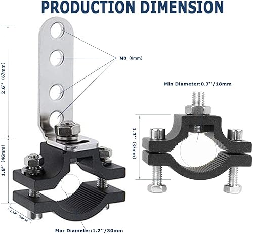 Miniatura 4 de KANGIKX Soporte de barra de luz para motocicleta, soporte de montaje de bicicleta de motocicleta de 1.2 pulgadas, abrazadera de soporte de barra de