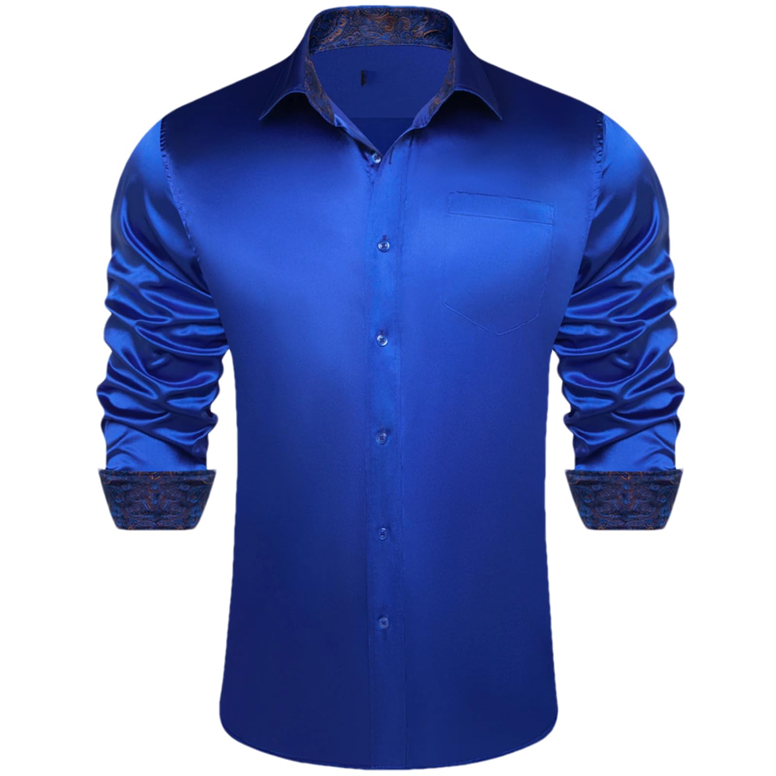 Chemise formelle en satin uni pour homme avec col patchwork chic - 8