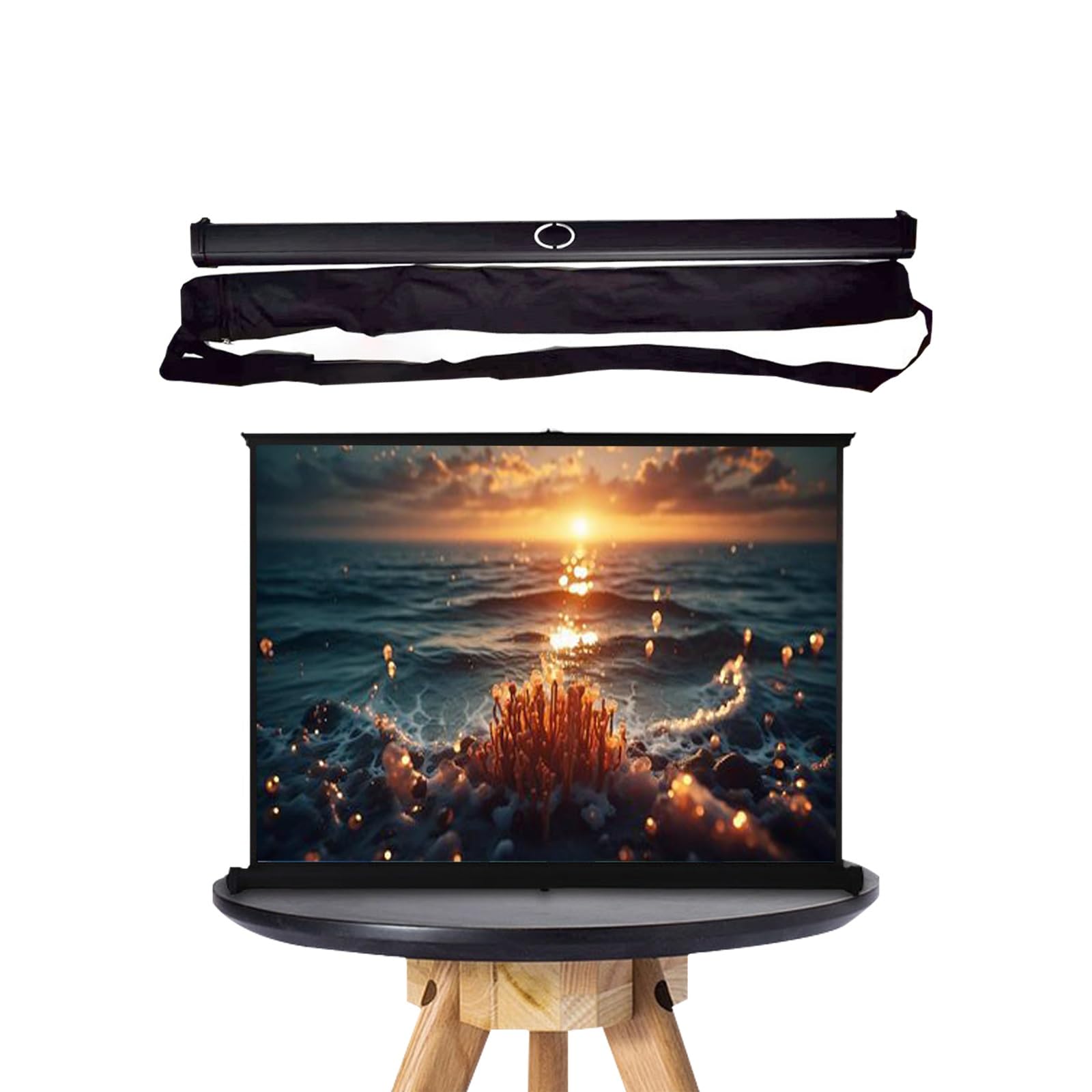 HD Przenośny Ekran Projekcyjny, Chowany Ręczny Ekran Projekcyjny, Przenośny Ekran Projekcyjny Na Desktop, Ekran Projektora HD 4K 16:9 do Domu, Biura, Szkoły I Na Zewnątrz(46