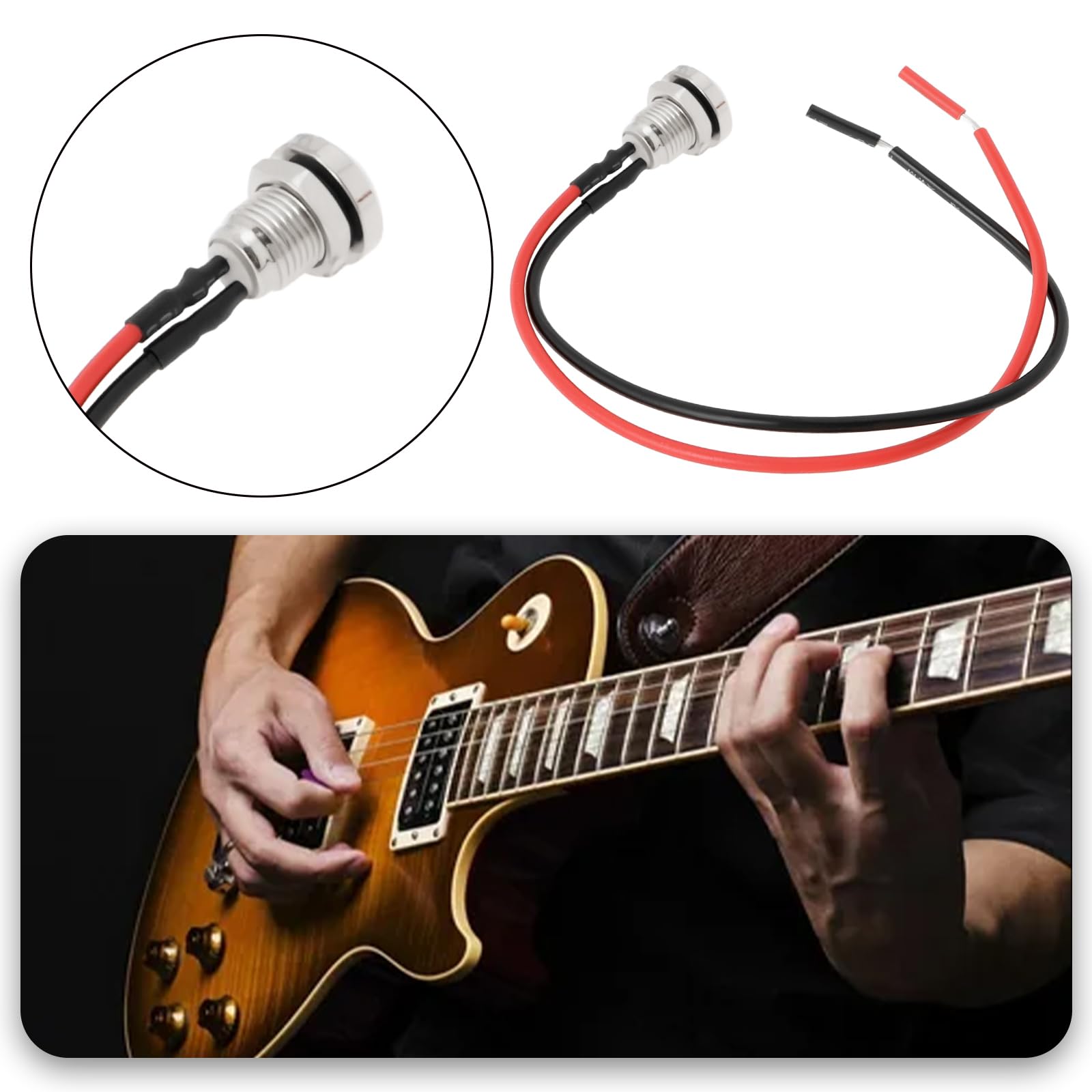 Create idea 1PC Guitar Momentary Push Button Switch 8mm Mounting Diameter for Replace Mini Tone Pot In Guitar Stainless Steel Guitar Switch - Image 2