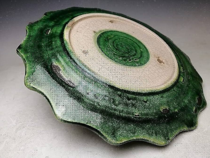 m239 江戸期 珉山焼 源内焼 弦葉図掛飾皿 大皿 H