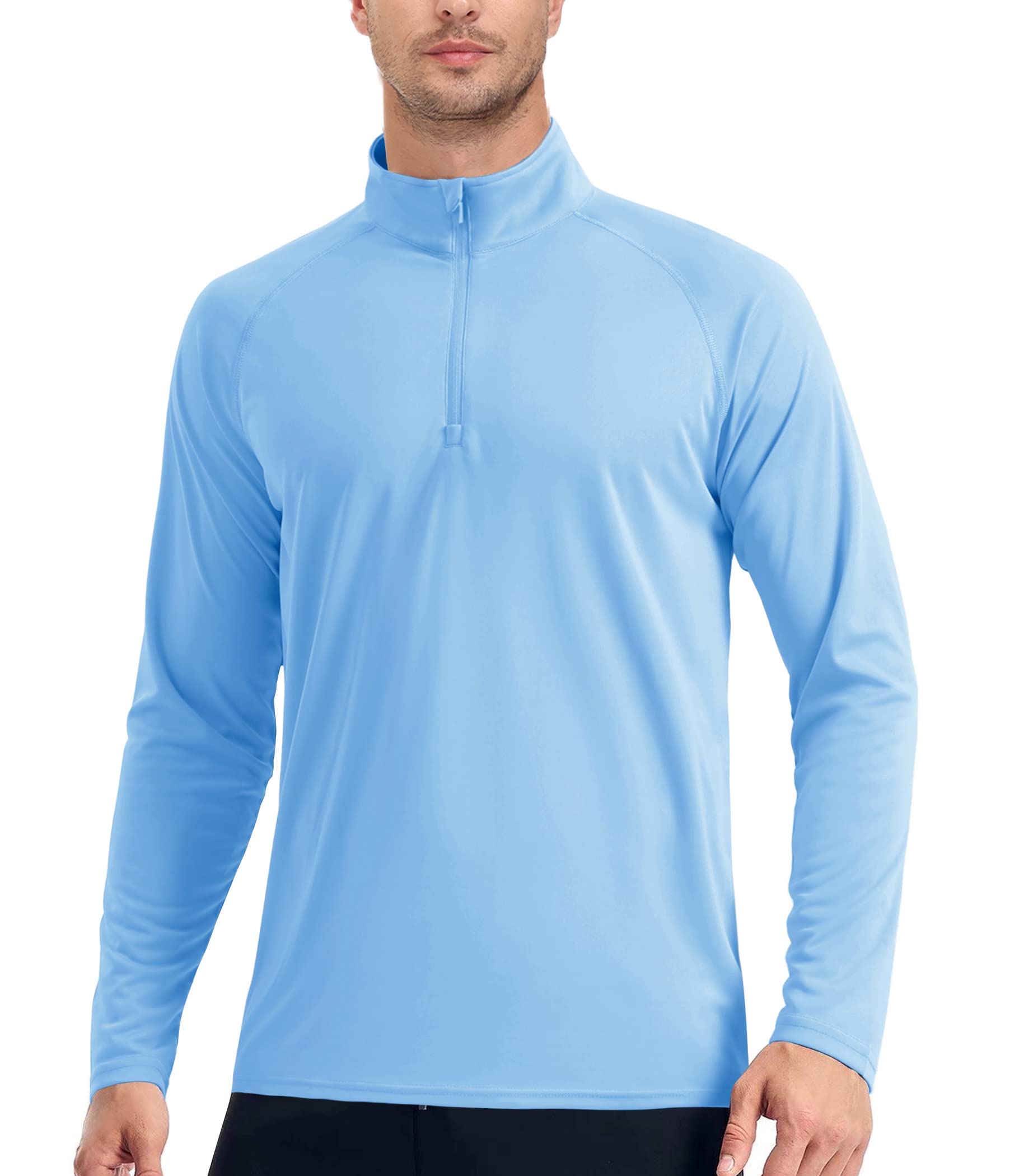 EKLENTSONMen's Sun Protection Long Sleeve T-Shirt UPF 50+ 1/4 Zip Up Lightweight Performance Running Rash Guard Top