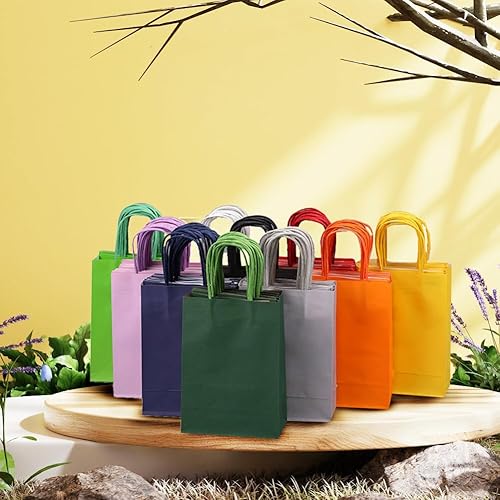Miniatura 7 de Bolsas de regalo coloridas con asa, bolsas de dulces, galletas, juguetes, bolsas de embalaje de papel kraft con asa, bolsa de recuerdos de fiesta