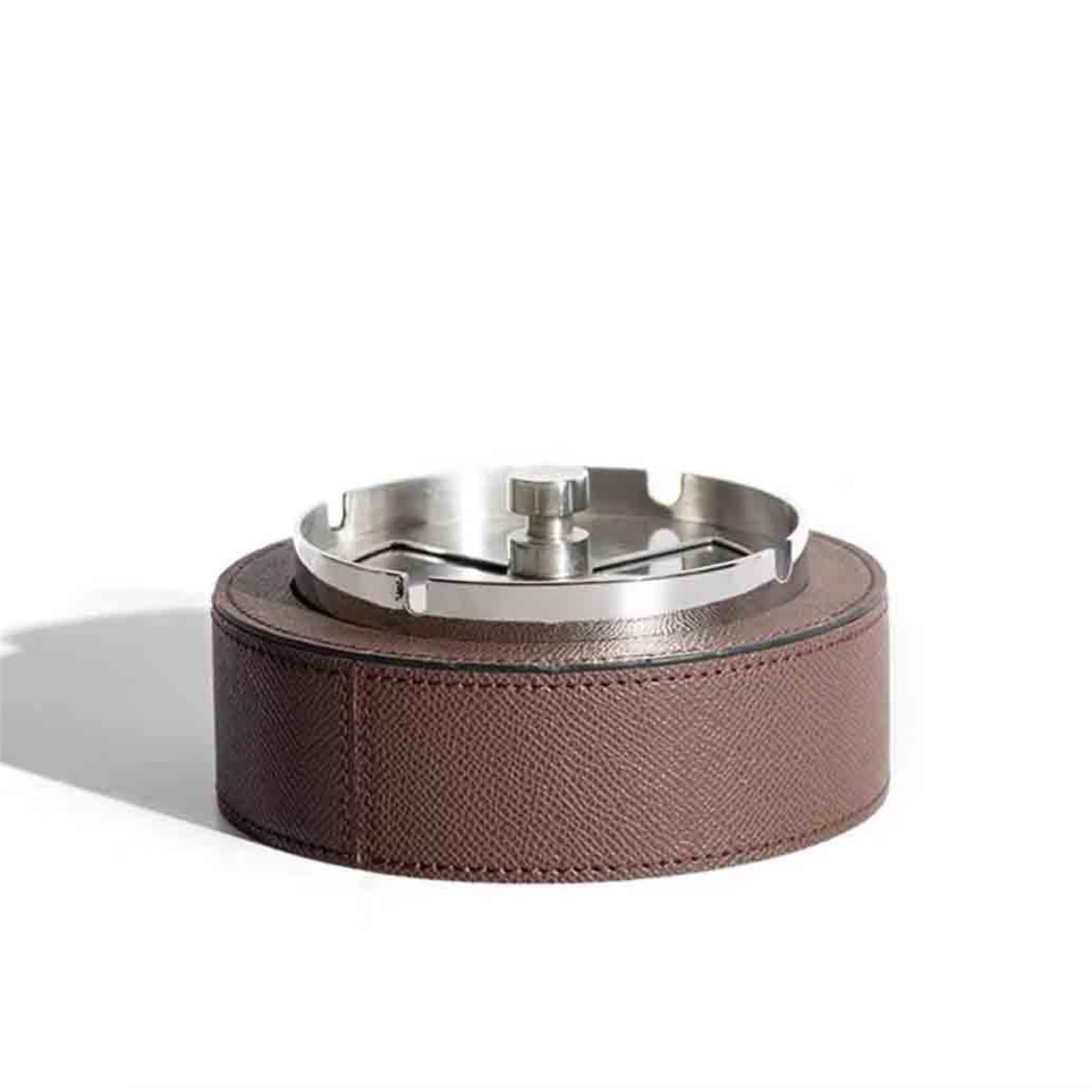 Cigarettes Ashtrays Leather Stainless Steel Ashtray for Decoration Hotel(Bruin)