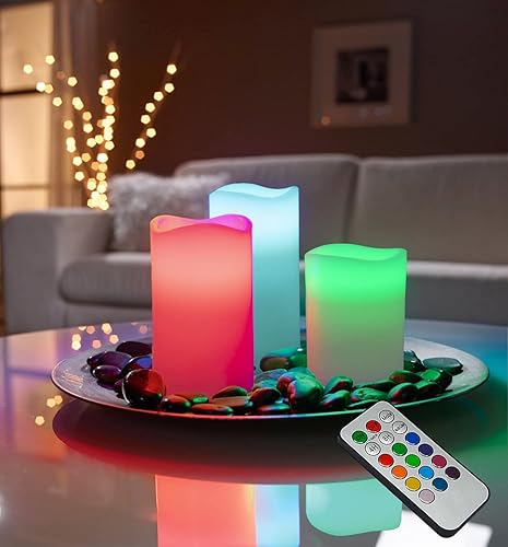Miniatura 1 de YAKii Paquete de 6 velas sin llama que cambian de color, velas de cera real para exteriores con temporizador, velas LED con control remoto (D3 x H4