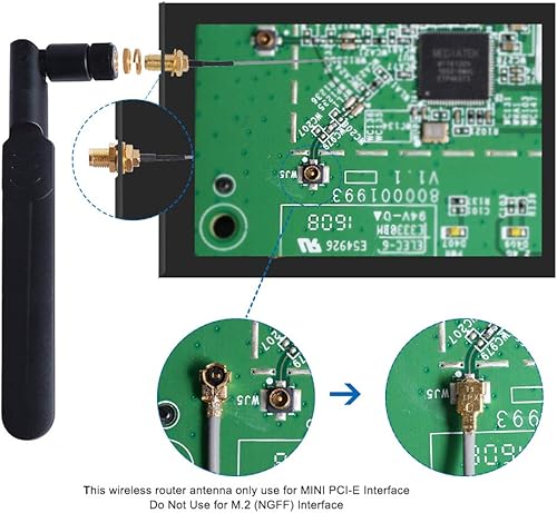 Miniatura 6 de 2 x 8dBi 2.4GHz 5GHz 5.8GHz Dual Band WiFi RP-SMA antena macho+2 x 35CM U.FLIPEX a RP SMA Cable de coleta hembra para mini tarjeta PCIe routers