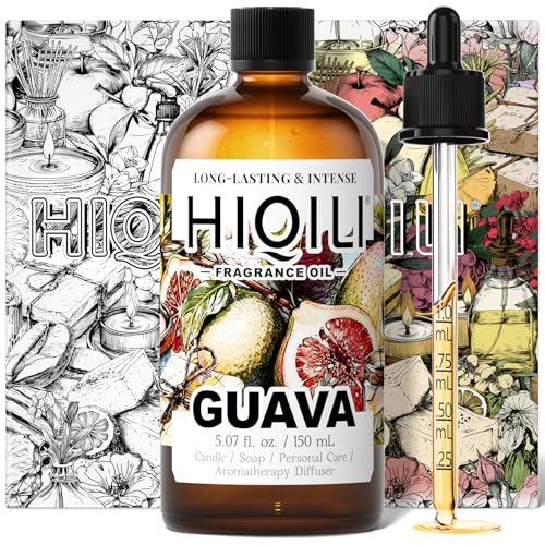 Image of HIQILI Guava Fragrance Oil for Diffuser, Soap & Candle Making - 5.07 Fl Oz | for Bath Bombs Making, Add to Wool Dryer Balls, Long-Lasting Fruity Scent - 150 ML