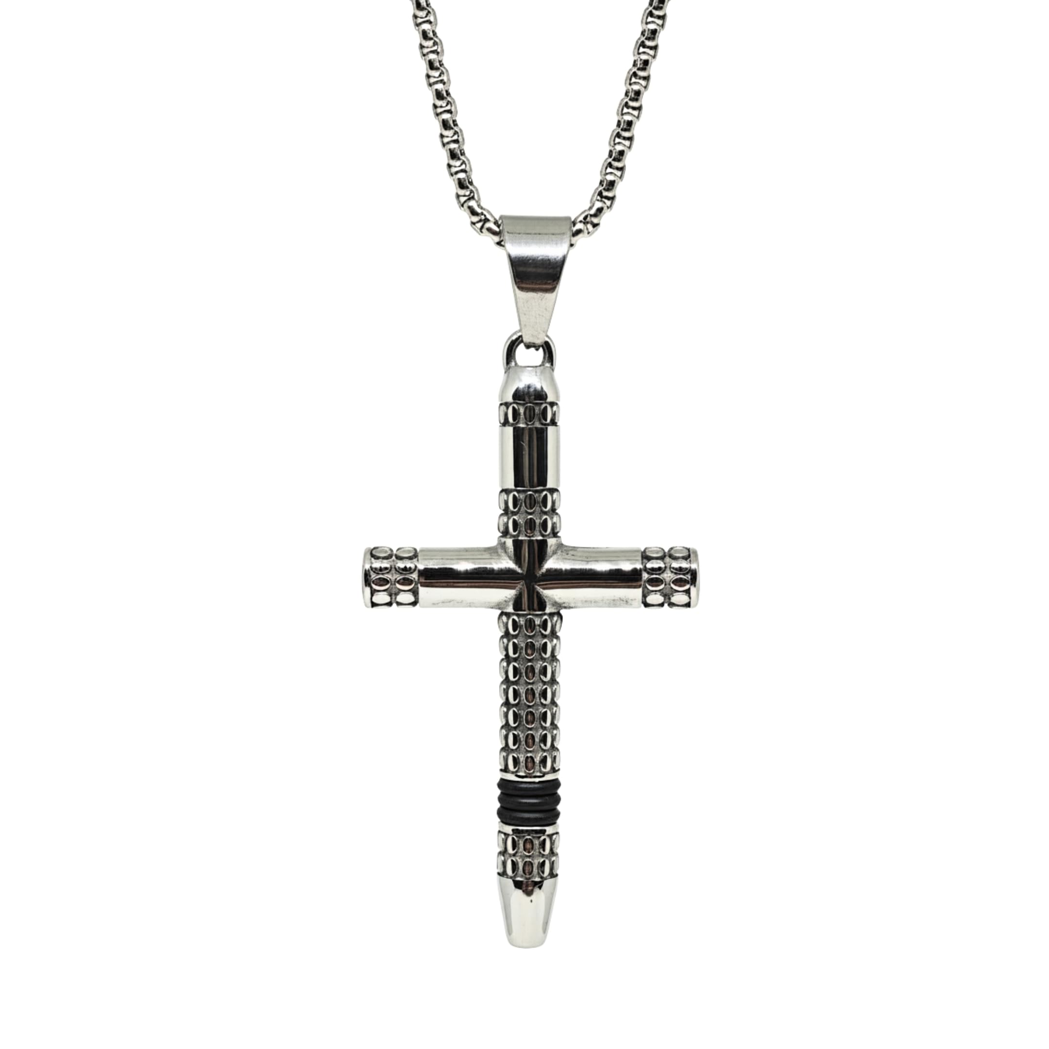 the men thing REIGN CROSS - 34mm Titanium Steel Pendant with 24inch Round Box 4mm Chain for Men & Boys-picture-47