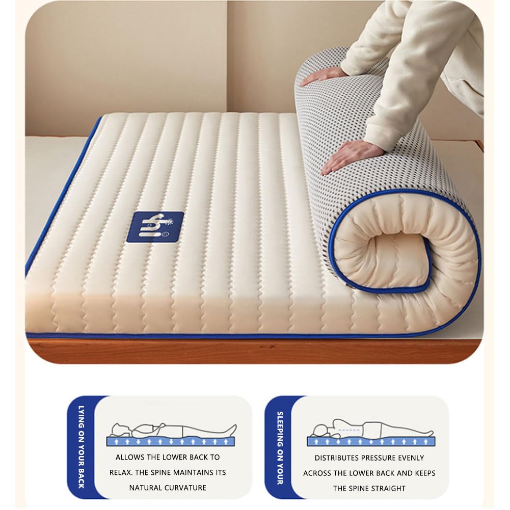Sobrecolchón Cubrecolchón de Látex, Topper para Colchón de Matrimonio Topper para Colchón Individual Sobrecolchón de Espuma Viscoelástica Memory Foam Blue 135 * 200cm