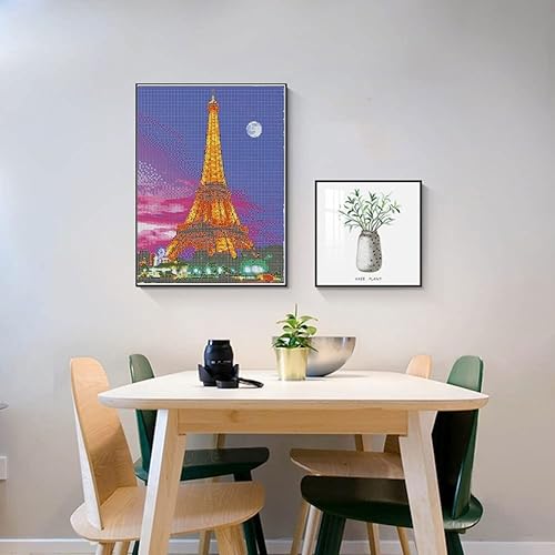 Miniatura 3 de Yoseklpee Kits de pintura de diamantes de torre Eiffel para adultos, romántica torre de París, kits de arte de diamantes 5D para adultos y niños,