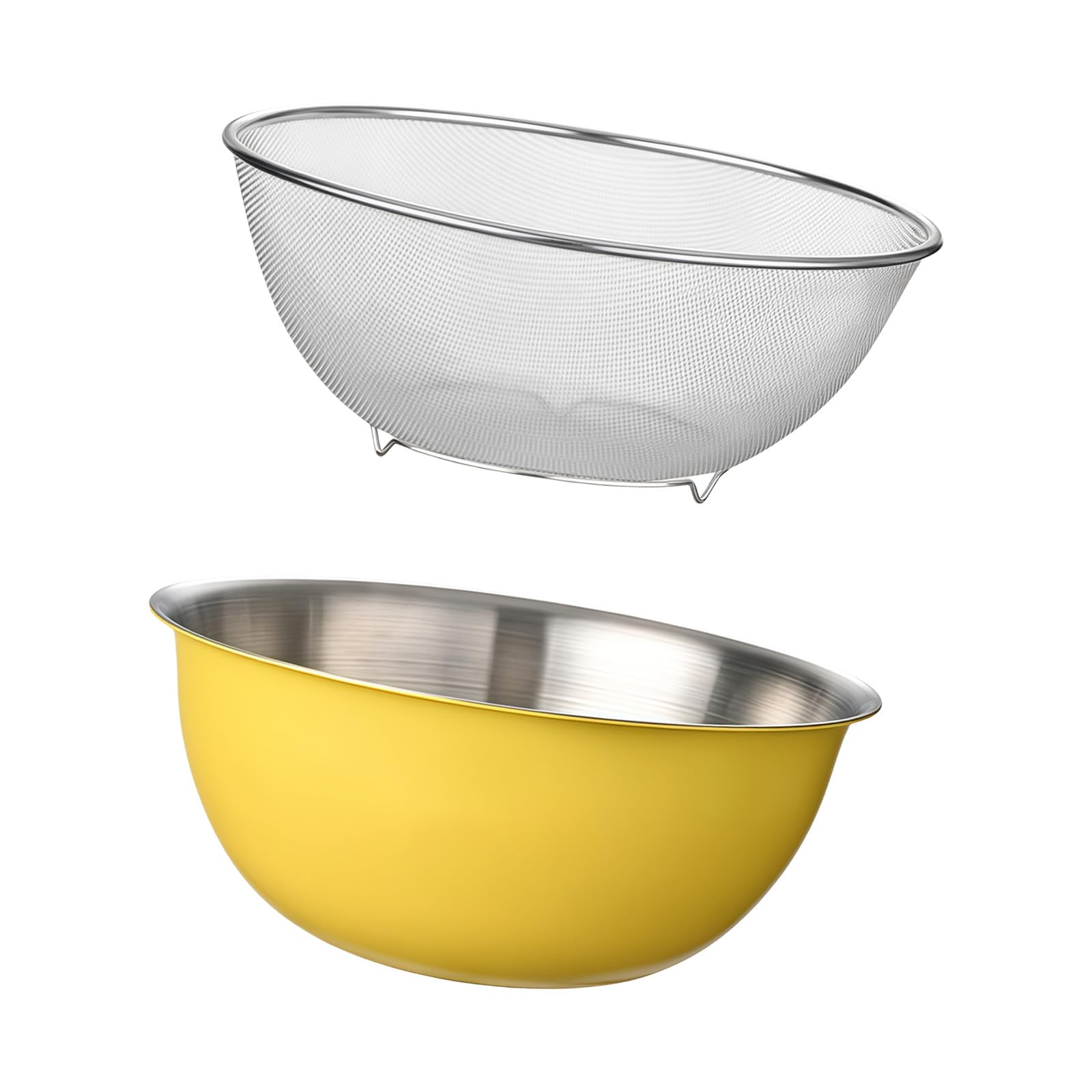 Zxfdsfdbnm Multipurpose Stainless Steel Mixing Bowl with Colander for Baking Cooking and Food Preparation Vegetable Strainer Baking and Salad Ready Bowl Set