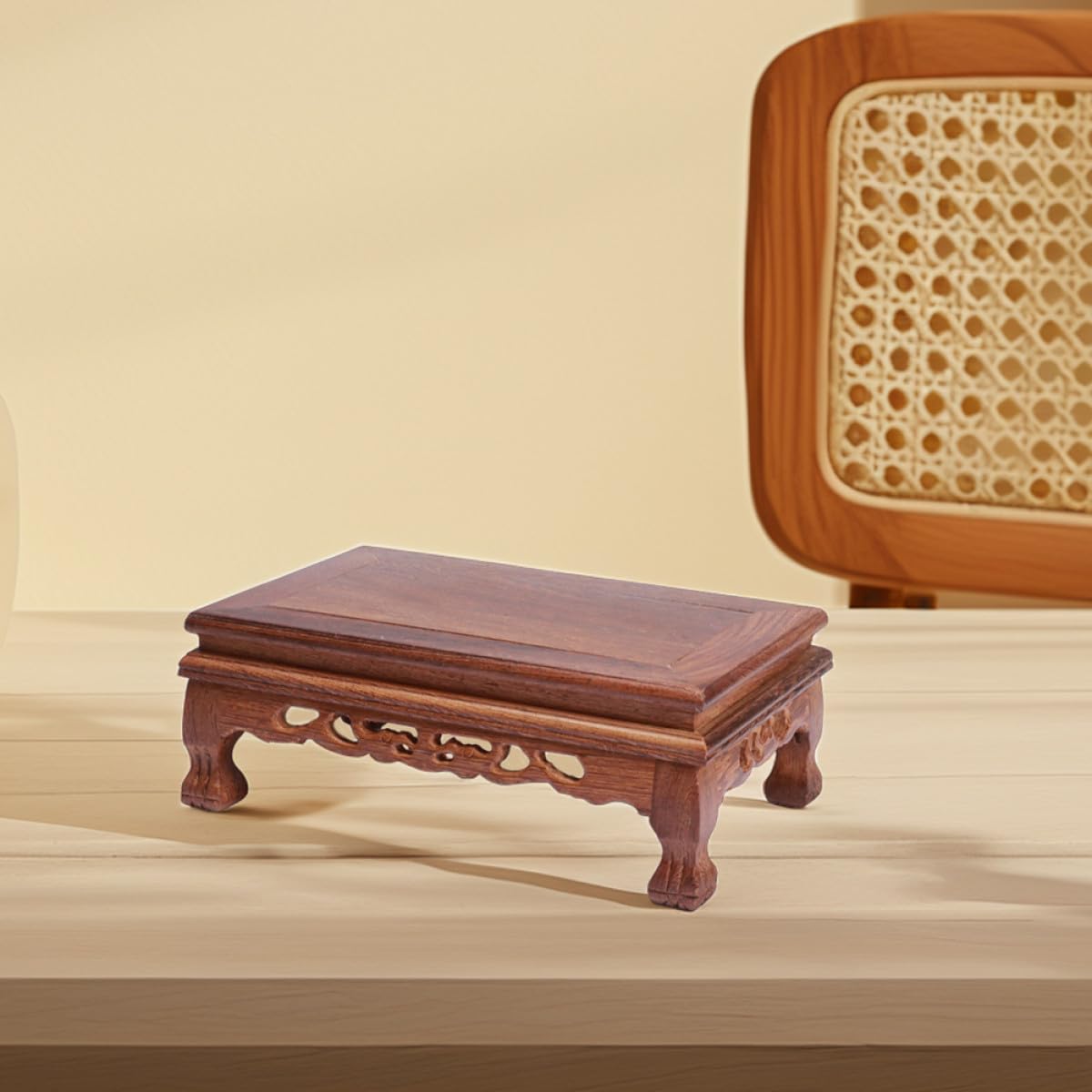 SUPVOX Base Expositora Rectangular de Madera Tallada para Jarrones y Estatuas Budistas Diseño Elegante y Uso Versátil Habitación o Mesa