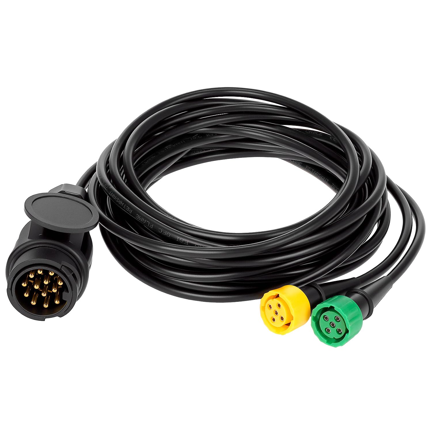 QWORK® Set di Cavi da 5 Metri per rimorchi, da Spina a 13 Pin a 2 Spine a 5 Pin, per luci Posteriori di Illuminazione del rimorchio