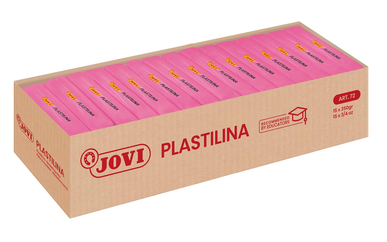 Jovi Caja de plastilina, 15 Pastillas 350 gr, Color Rosa (7207)
