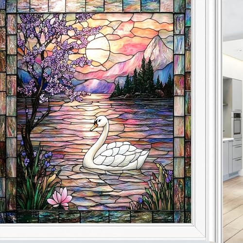 Vinilo adhesivo con diseño cisne para ventana 17.7x23.6 in miniatura 1