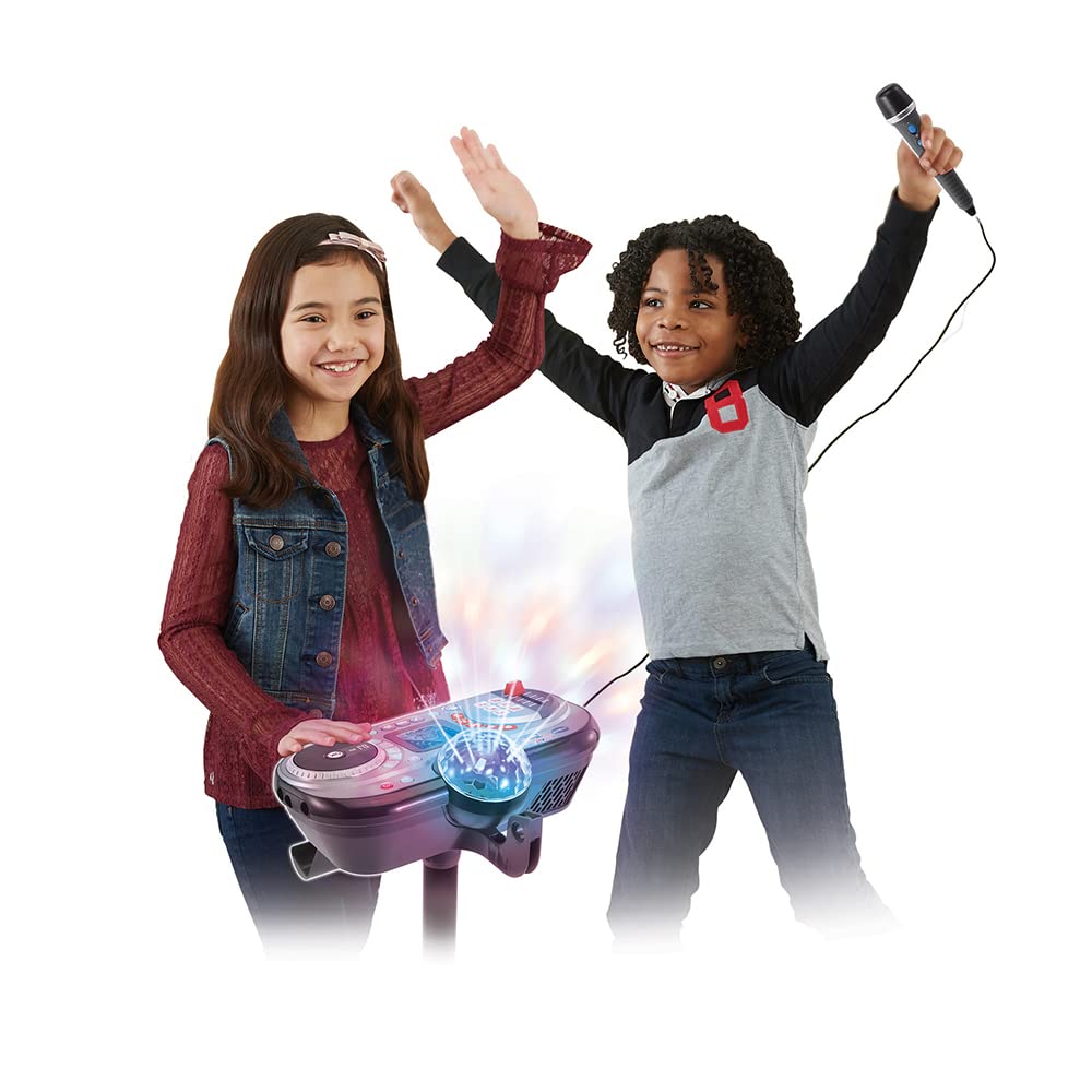 VTech - Kidi Superstar DJ Studio Noir, Micro Karaoké Enfant 9 en 1 avec Table de Mixage, Boule Disco Lumineuse Rotative, Apprentissage du Chant et Jeux, Cadeau Enfant Dès 6 Ans - Contenu en Français