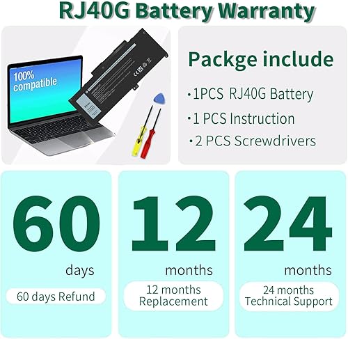 Miniatura 6 de DMKAOLLK Batería RJ40G de 63 WH para Dell Latitude 15 5520 Latitude 14 5420 Precision 15 3560 Series Laptop, apto para Dell P137G P137G001 F P104F