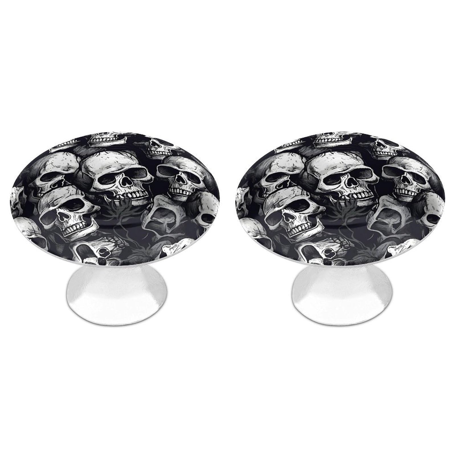 Vstadank Style Skulls Pattern Drawer Knob Nice Bathroom Cabinet Knob Round Cabinet Pull Stainless Steel Cabinet Handle Circle Drawer Handle Modern Drawer Pull For Wardrobe Cupboard 2 Pcs