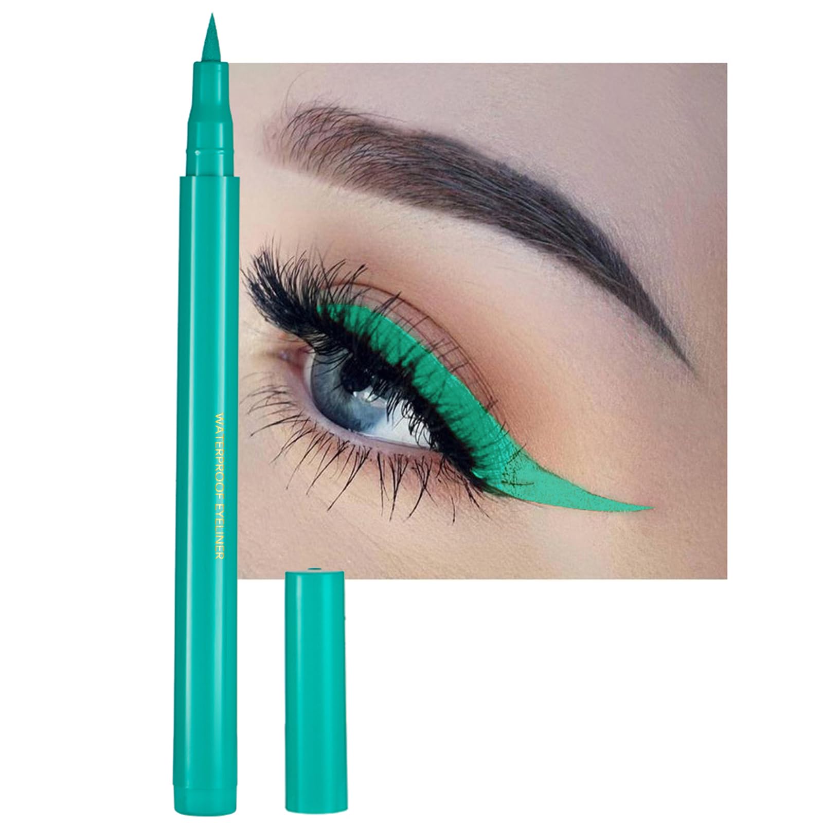 Liquid Eyeliner, Green Eyeliner Liquid, Long-lasting Colored Eyeliners, White Black Red Brown Purple Waterproof High-pigmented Colorful Eyeliners for Eye Makeup,1PC Green