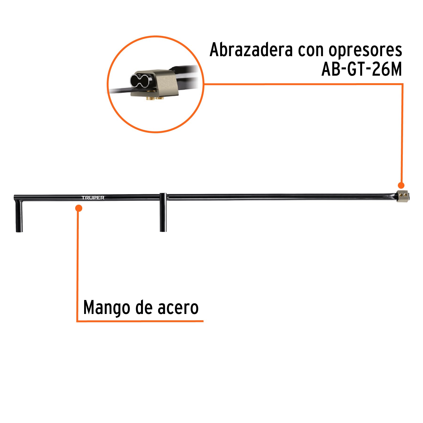 Mango con abrazadera para guadaña