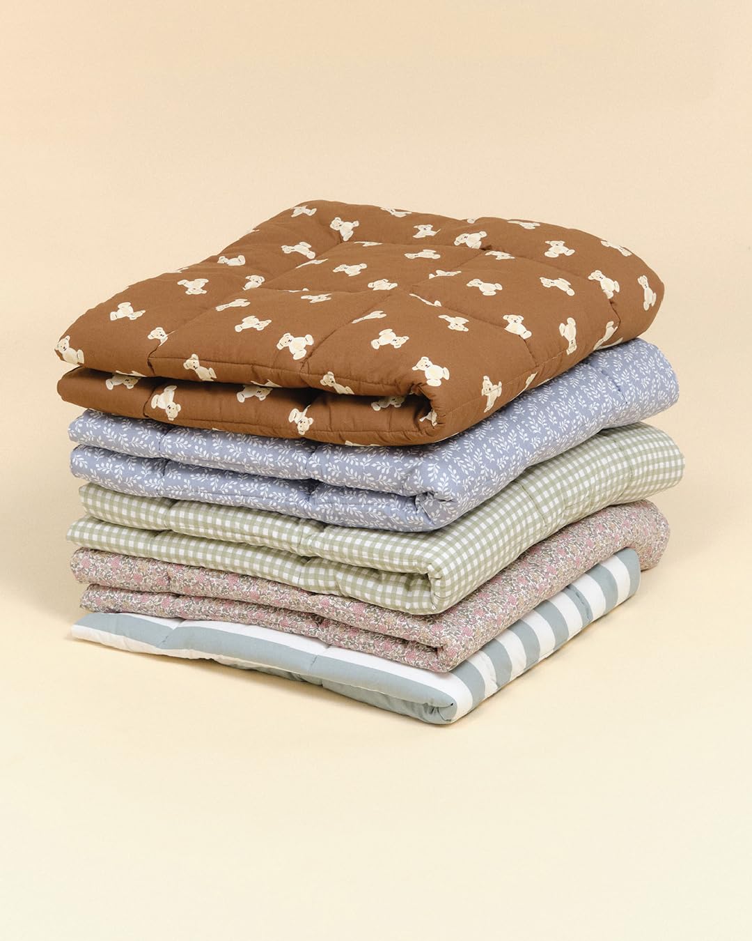 molis&co. Tapis de Jeu pour bébé. Tapis de Sol Portable Pliable Extra Large de 120 x 120 cm pour Les Tout-Petits et Les bébés. Très rembourré. Blue Garden. Oeko-TEX 100.