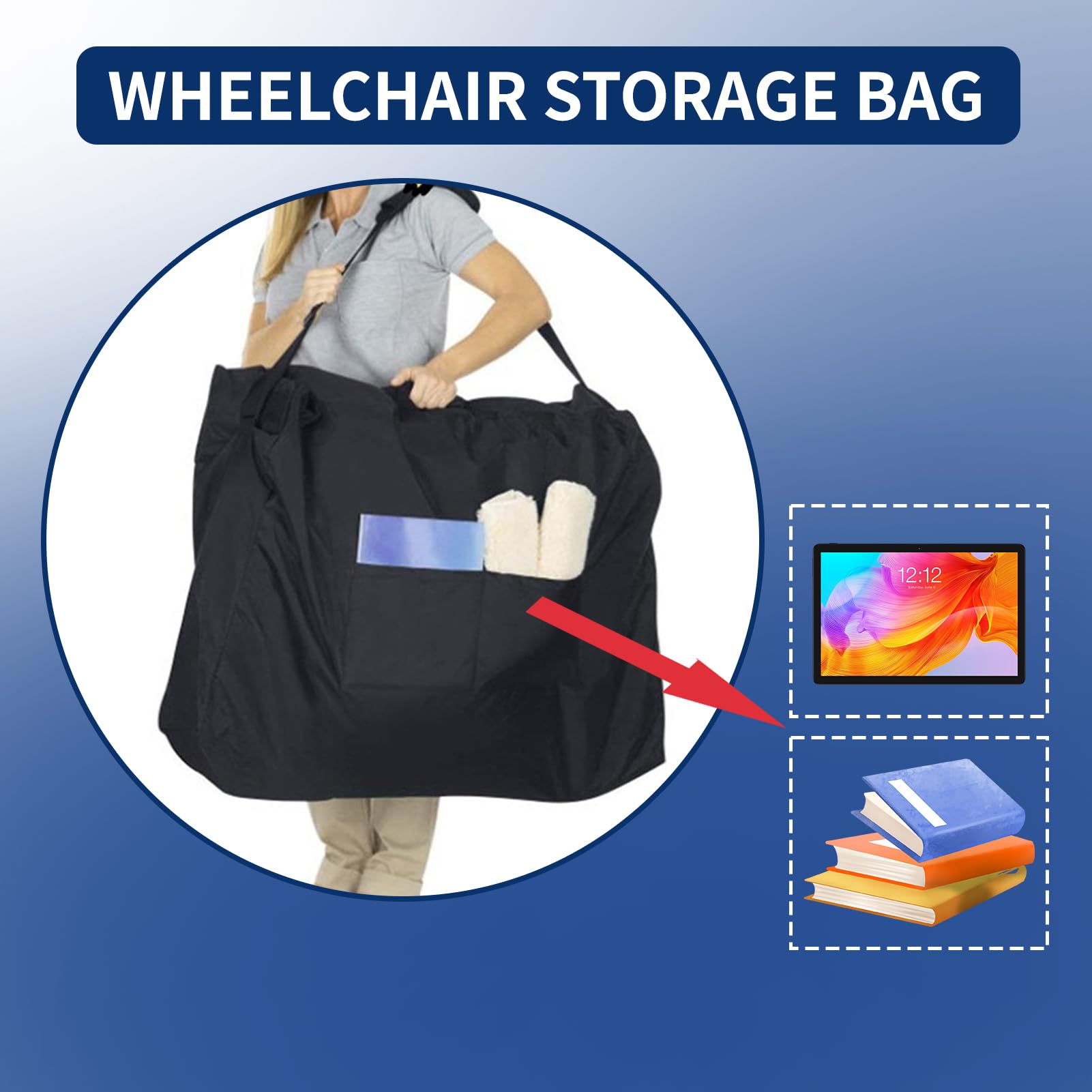 Bolsa de viaje para silla de ruedas, 45.3 x 31.5 x 15.7 pulgadas, impermeable, bolsa plegable para silla de ruedas, diseño de 2 vías