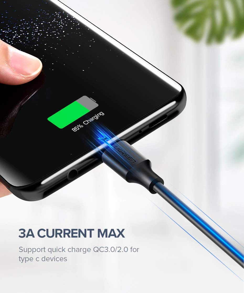 Ugreen USB Type-C Şarj ve Data Kablosu, 1 Metre, Beyaz
