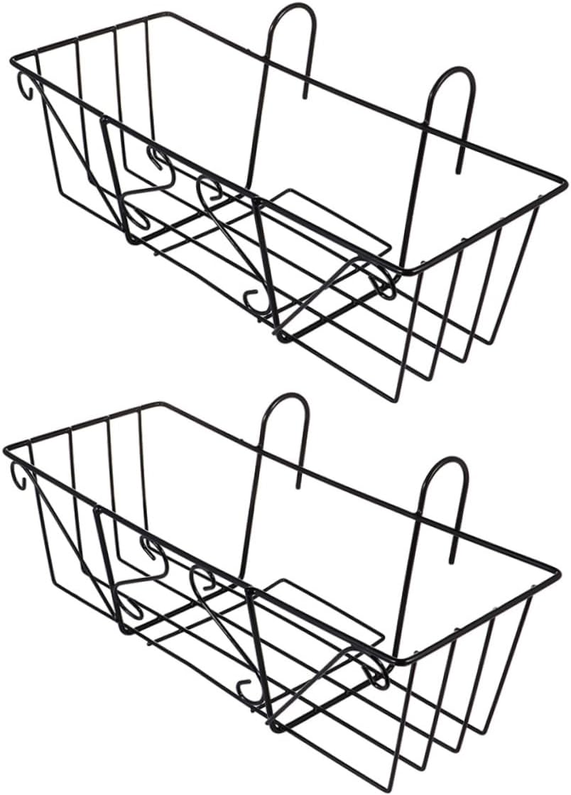 Mipcase 2Pcs Railing Planter Holder Outdoor Balcony Hanging Flowerpot Rack Durable Hanging Bonsai Stand for Vertical Gardening Plant Display
