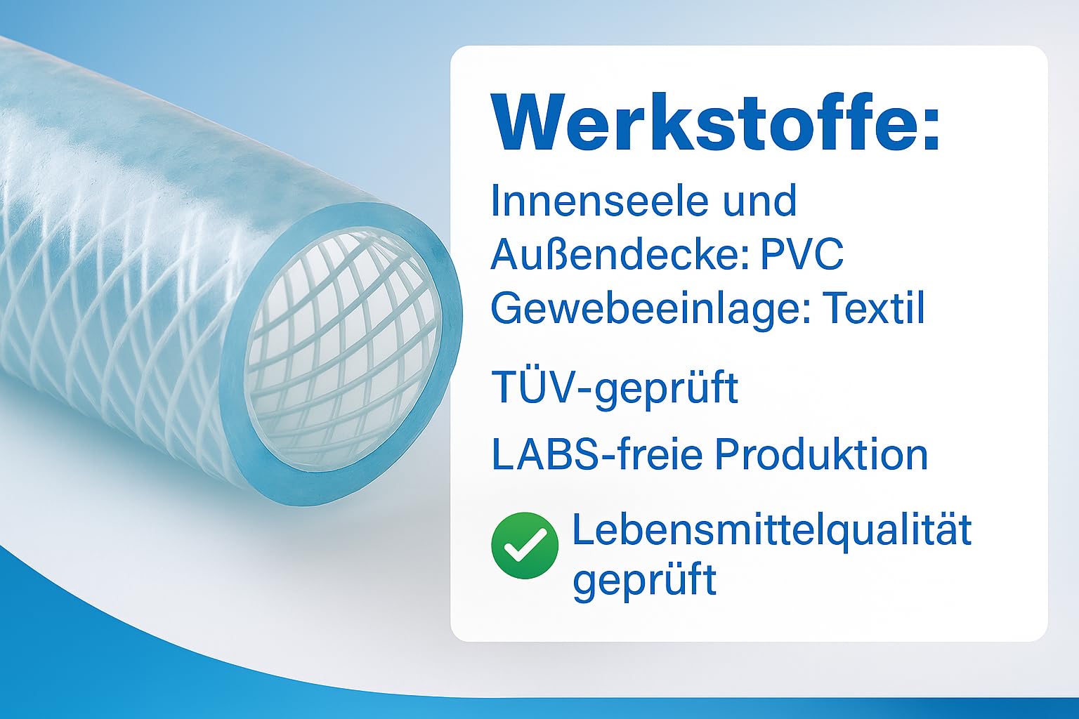 Fittingstore - PVC-Schlauch mit Gewebeeinlage Transparent, Lebensmittelqualität, 10, 25 und 50 Meter Rolle, verschiedene Größen (Innen Ø: 8 mm, Länge: 50 Meter)