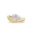 14K Gold Plated Wavy Engagement Ring for Women | Solitaire Cubic Zirconia Wedding Band & Promise Rings for Her | Trendy Fashion Jewelry