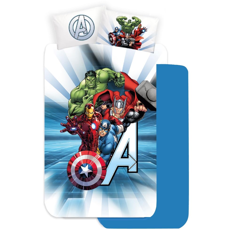 Juego de sábanas para niños de 3 piezas Avengers Marvel para cama de una plaza y media, sábanas de 100% algodón